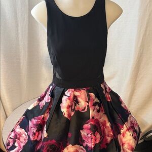Xscape Black and Pink Floral Kids Dress